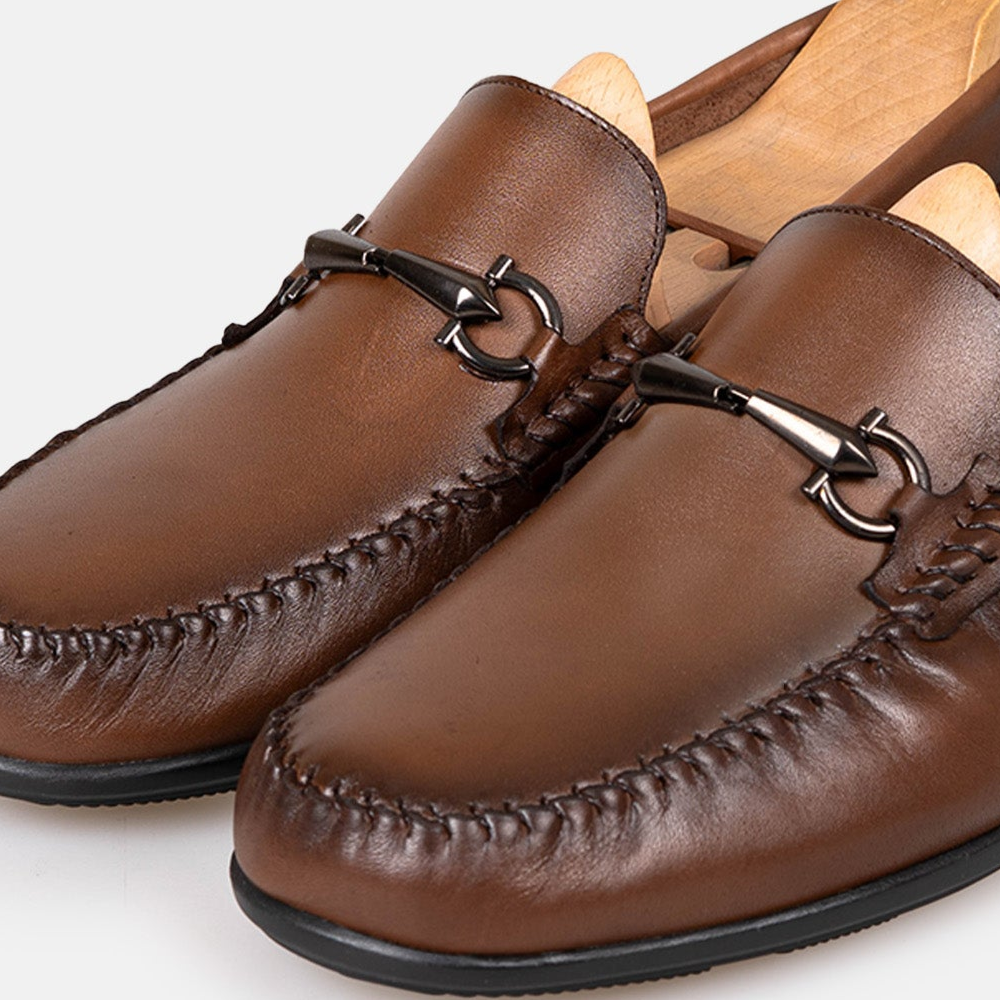 Volzak 5419 Mocassin en cuir Marron Vintage
