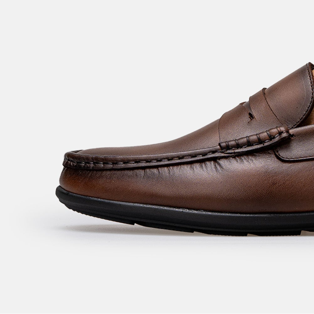 Volzak 5420 Mocassin en cuir Marron Vintage