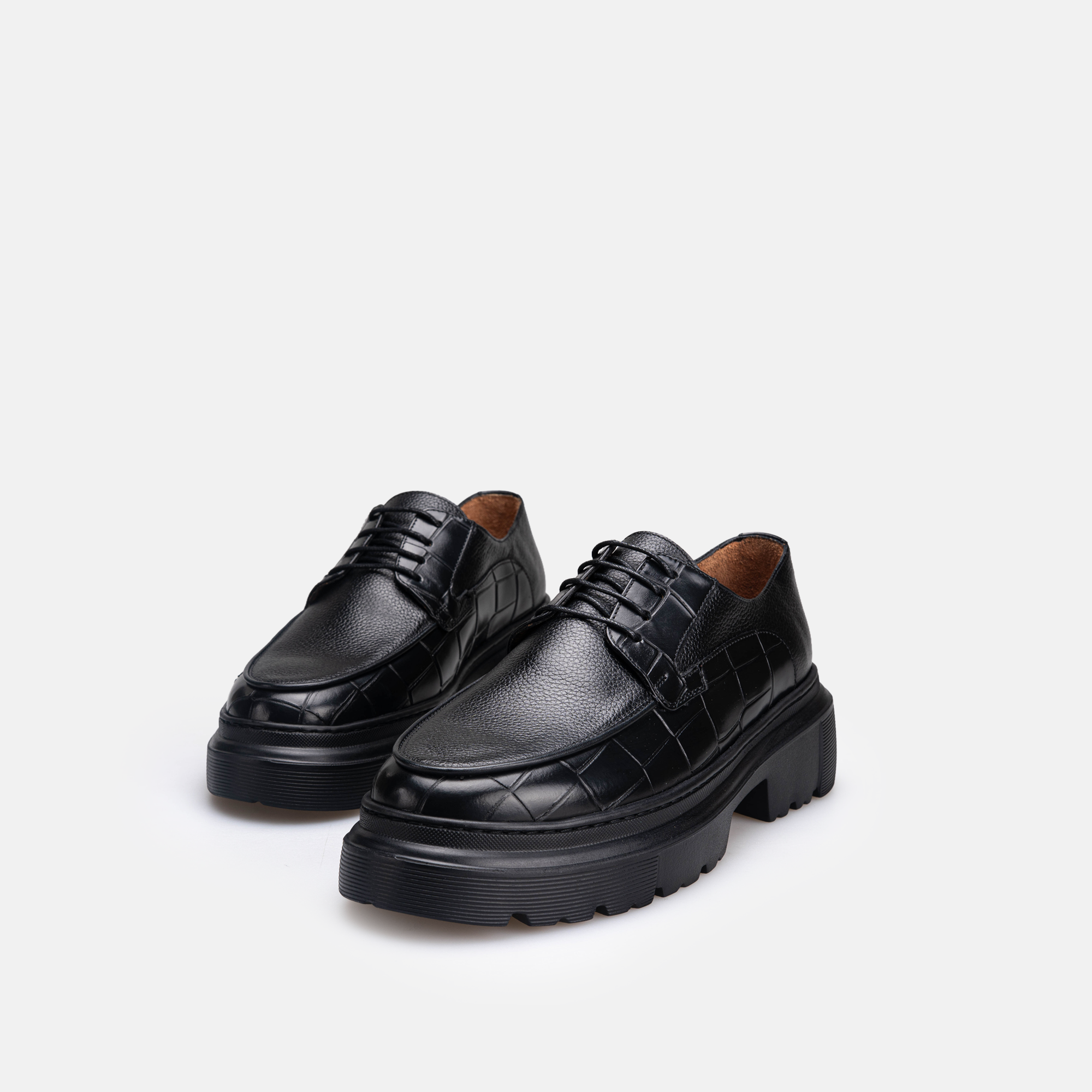 Volzak 5528 chaussure en cuir Noir Croco Grainé