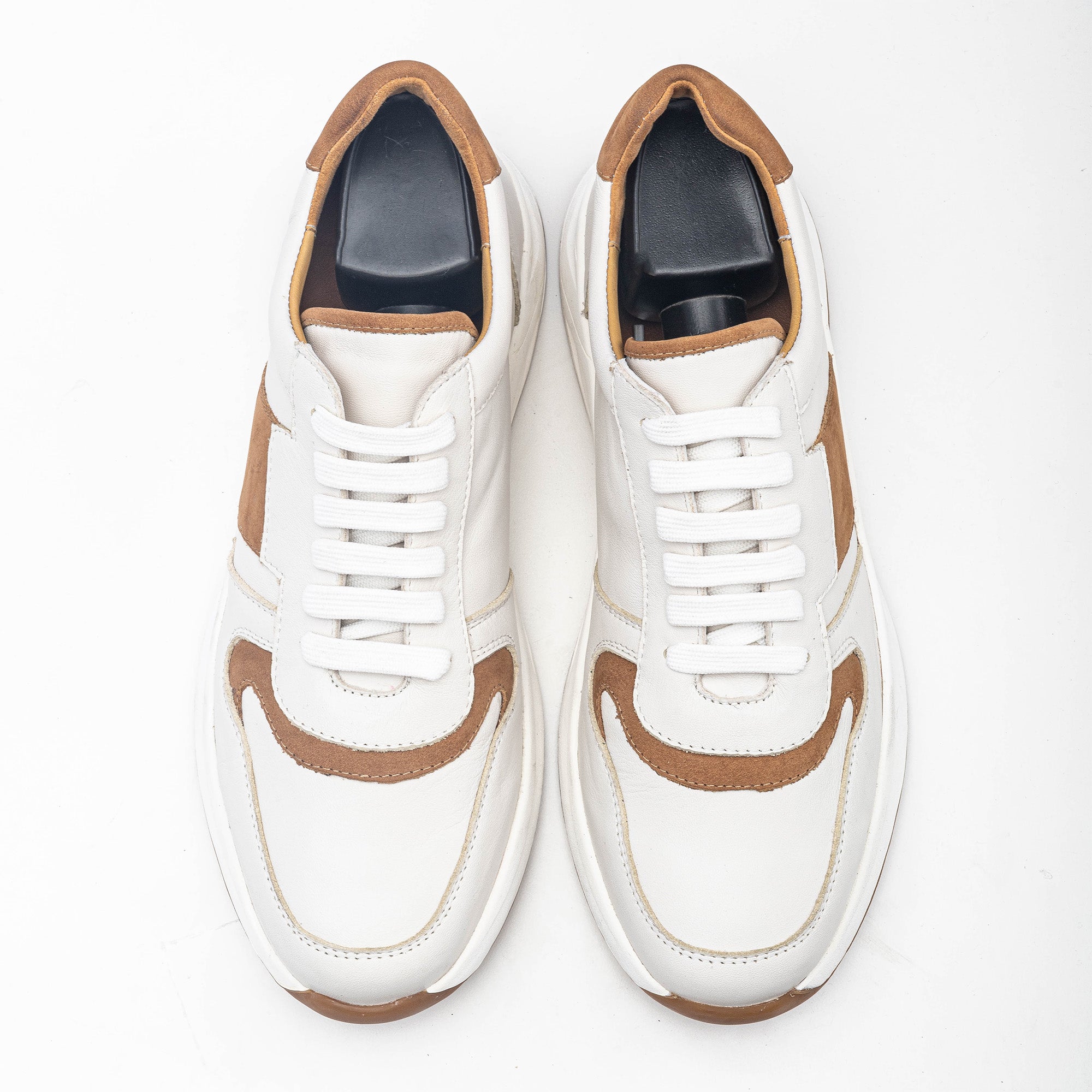 Volzak 3038 Basket en cuir Blanc Camel