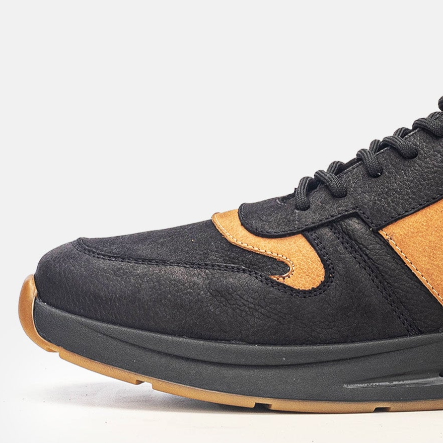Volzak 3038 Basket en nubuck Noir Camel