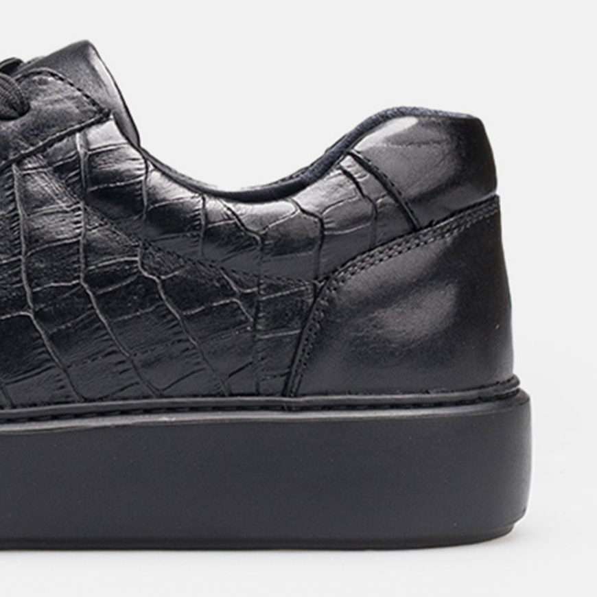 Volzak 1835 Basket en cuir Noir Croco