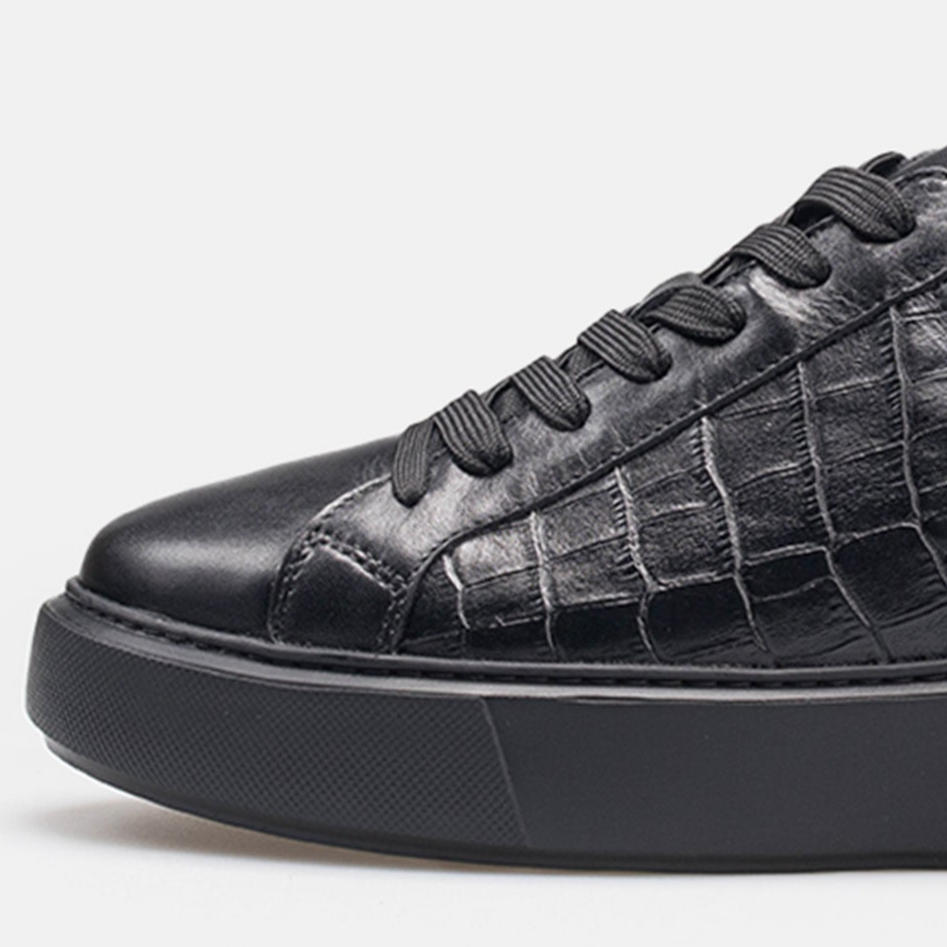 Volzak 1835 Basket en cuir Noir Croco