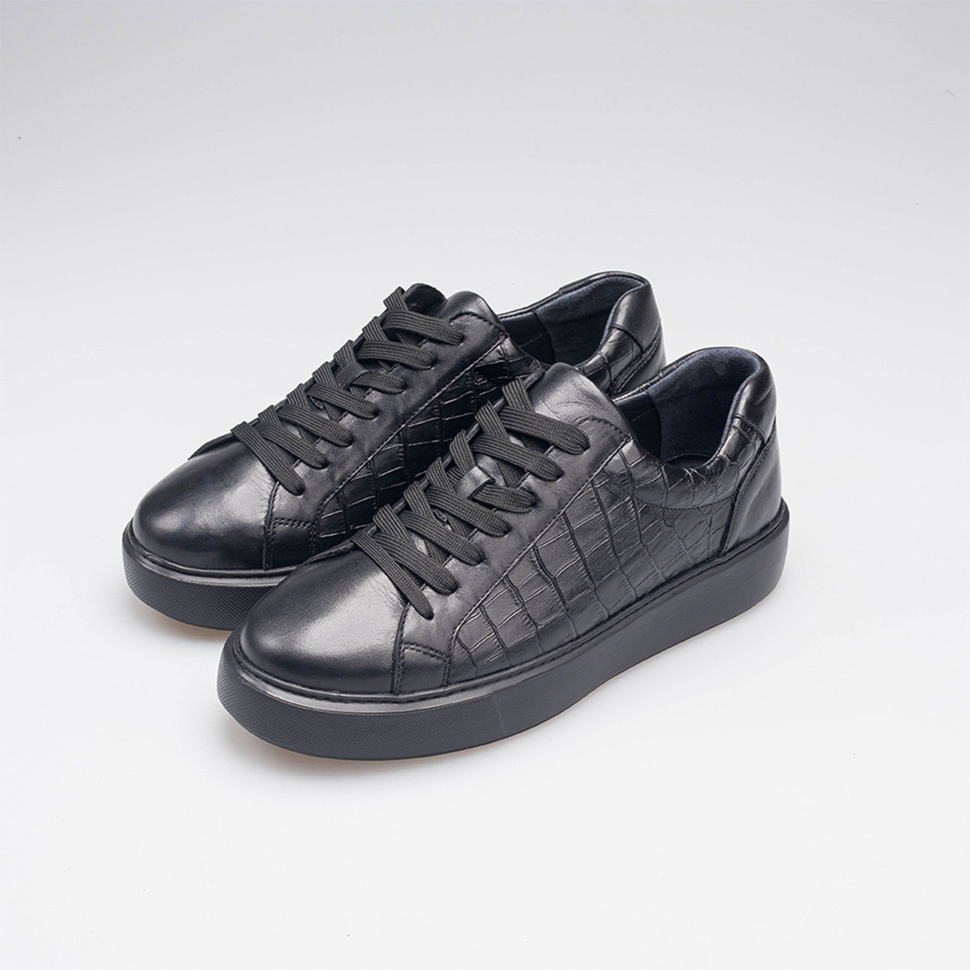 Volzak 1835 Basket en cuir Noir Croco