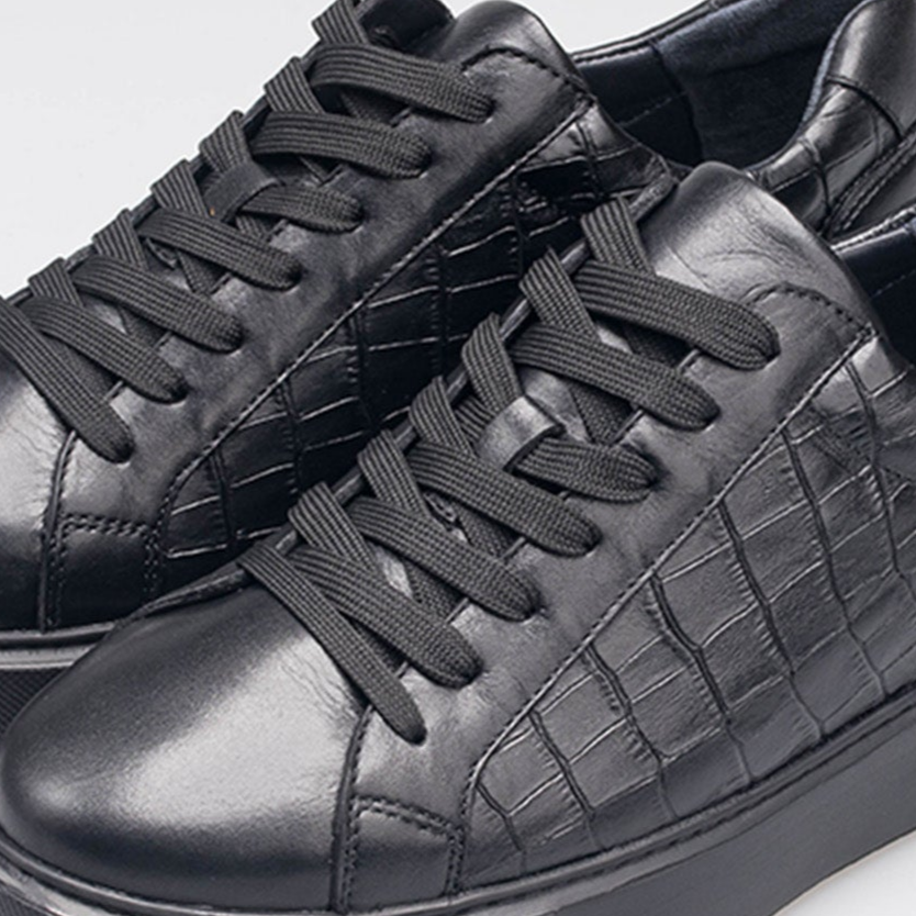 Volzak 1835 Basket en cuir Noir Croco