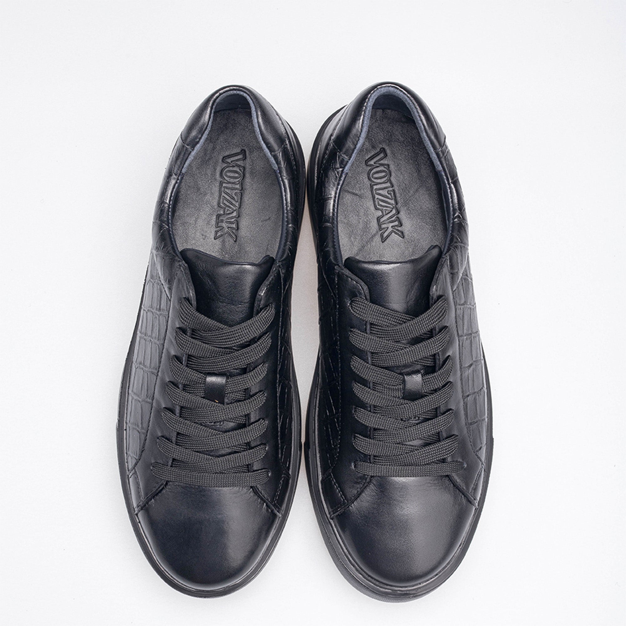 Volzak 1835 Basket en cuir Noir Croco