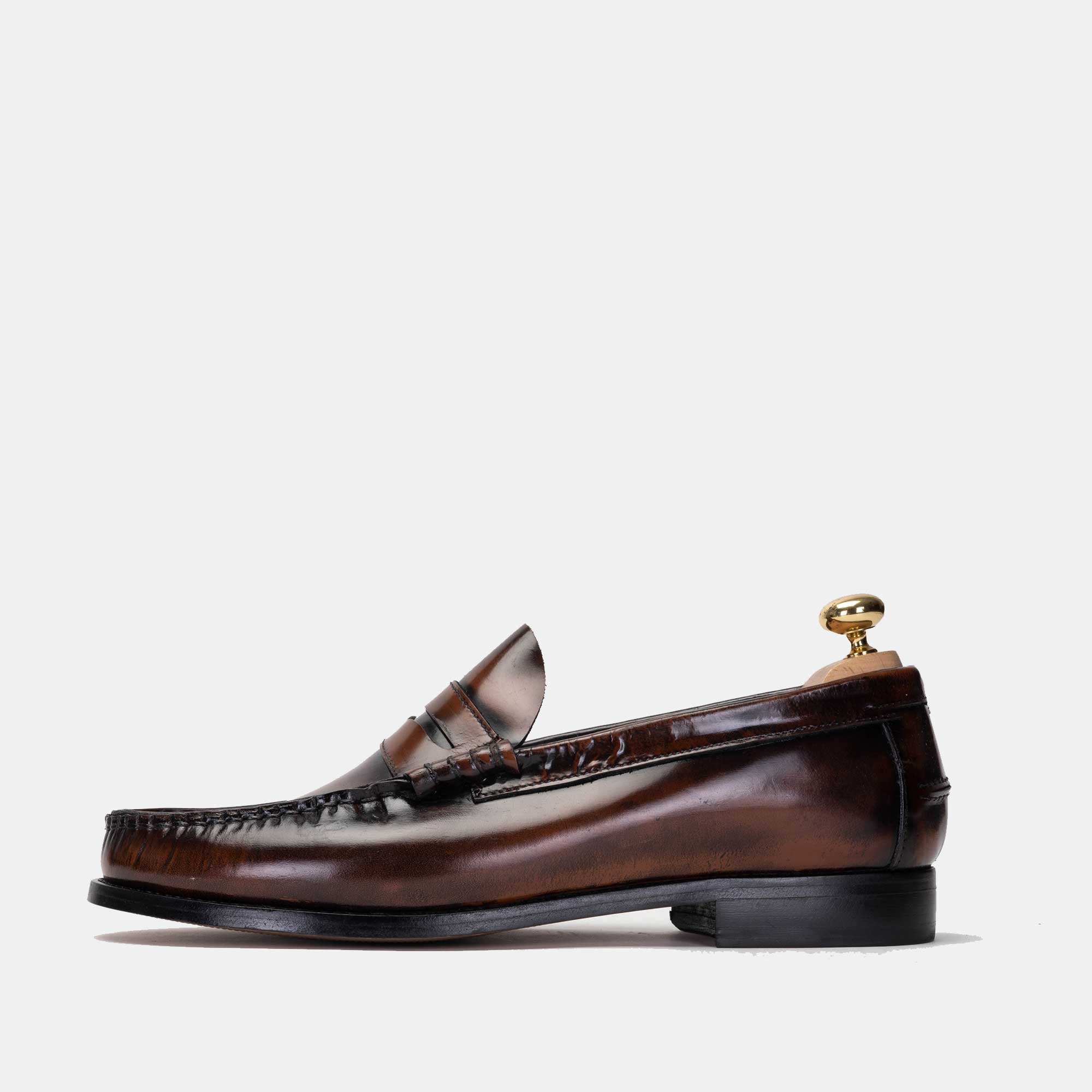 Volzak 315 Mocassin penny en cuir démasquable Marron Vintage