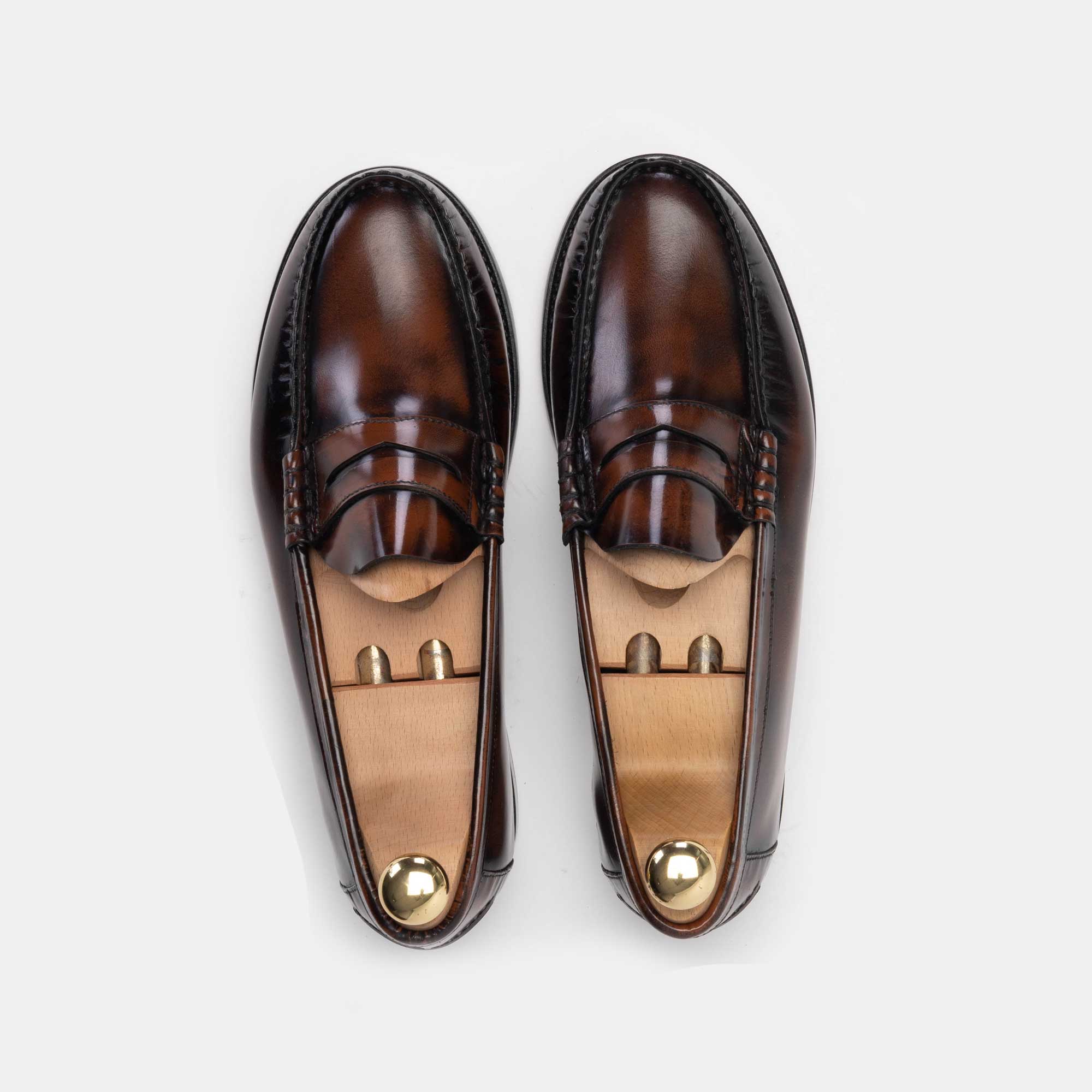 Volzak 315 Mocassin penny en cuir démasquable Marron Vintage