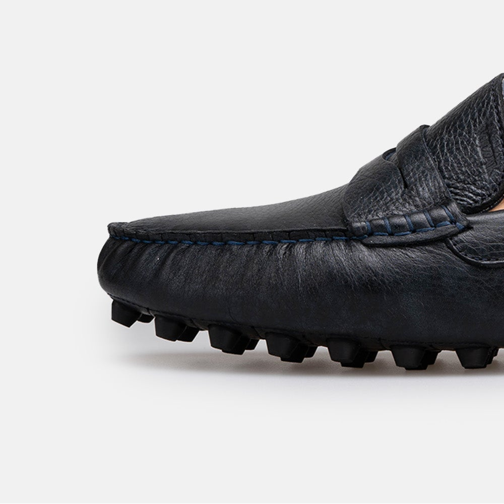 Volzak 2000 Mocassin en cuir Bleu Minéral