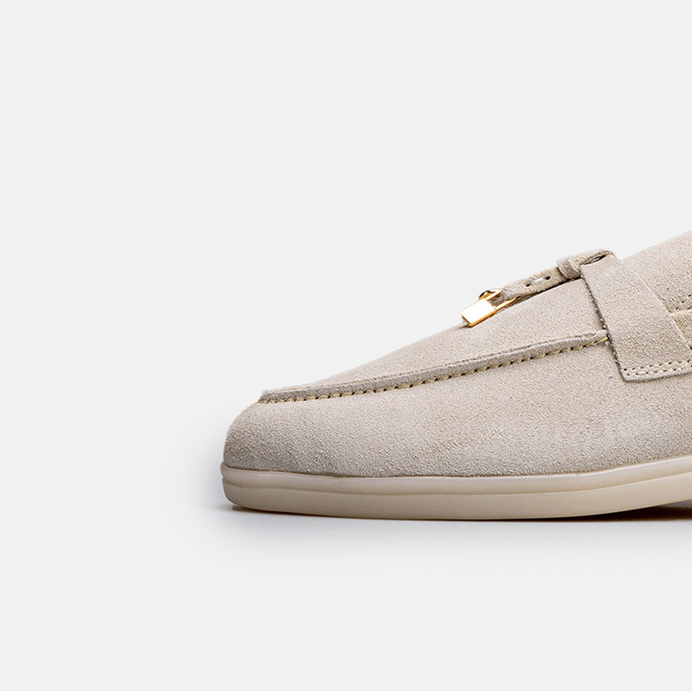 Volzak 32 mocassin en daim Blanc Cassé