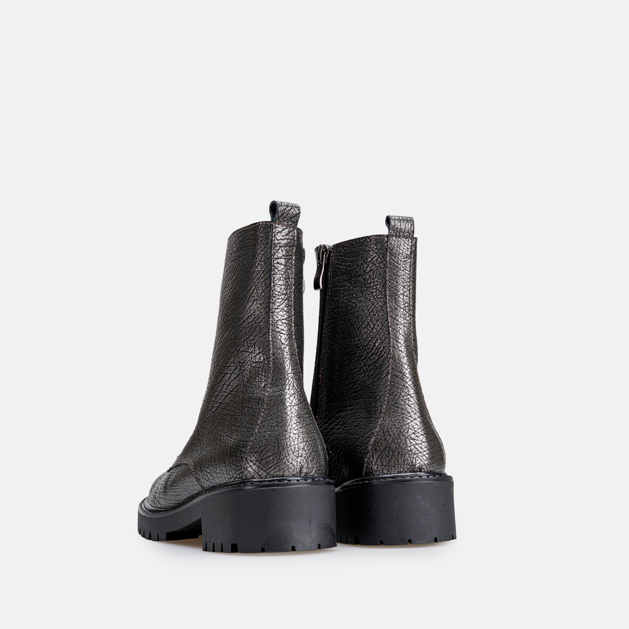 Volzak 4009 Bottine en cuir Noir Argenté Grainé