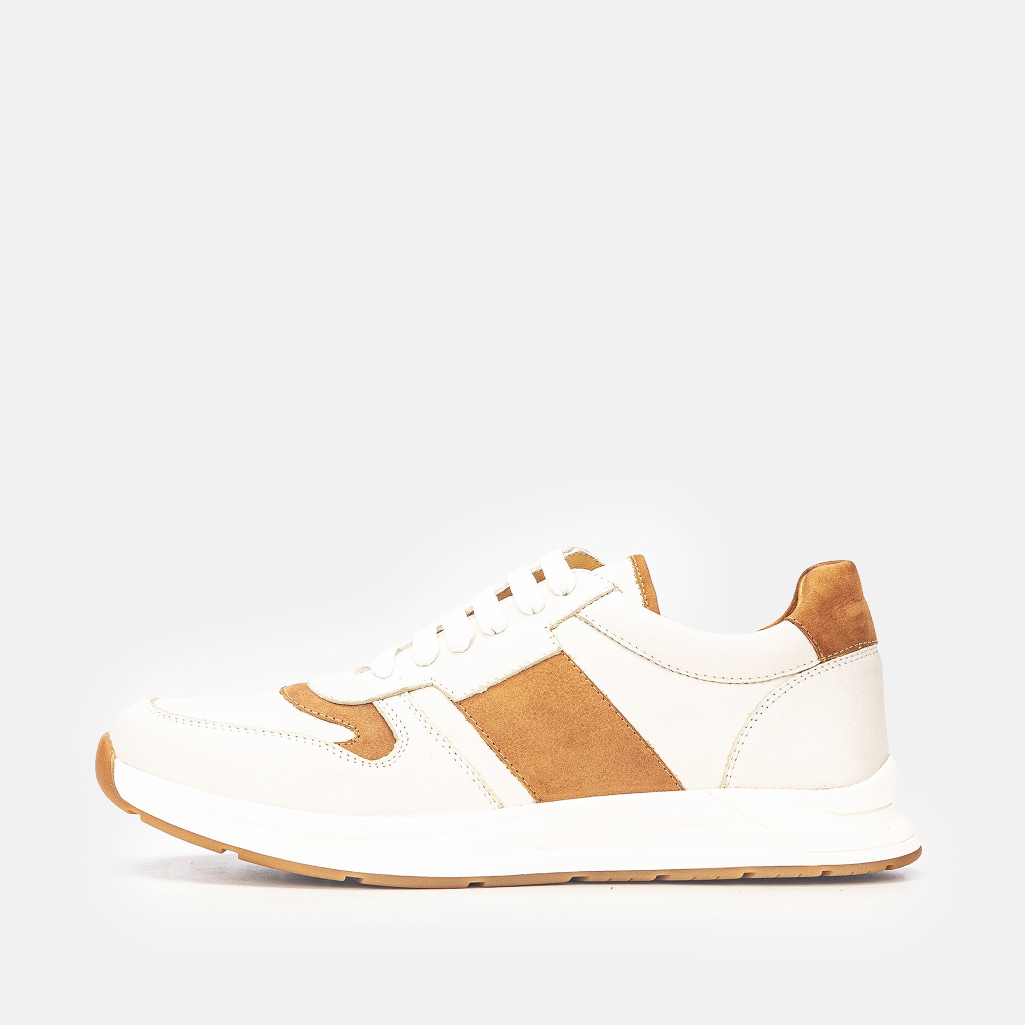 Volzak 3038 Basket en cuir Blanc Camel