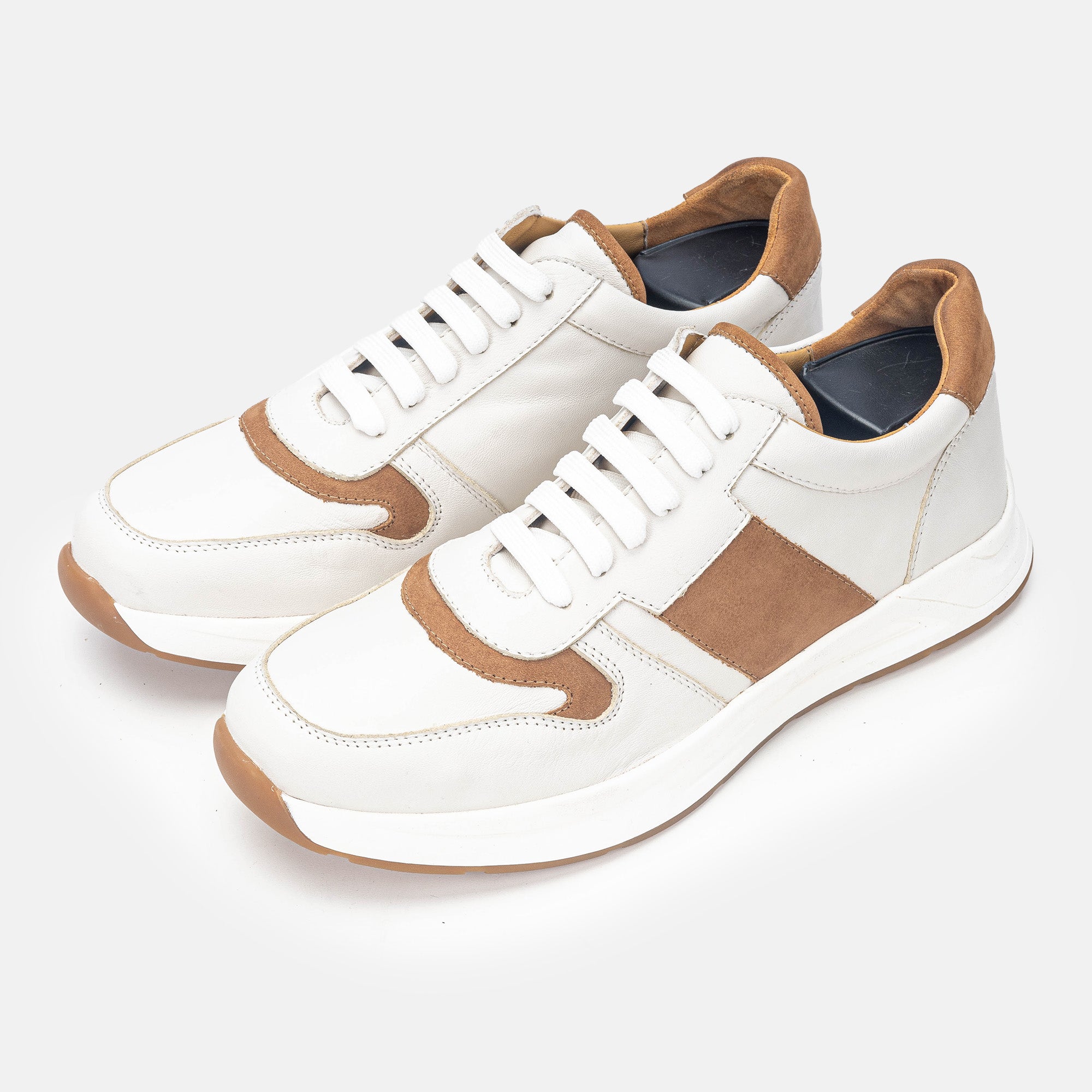 Volzak 3038 Basket en cuir Blanc Camel