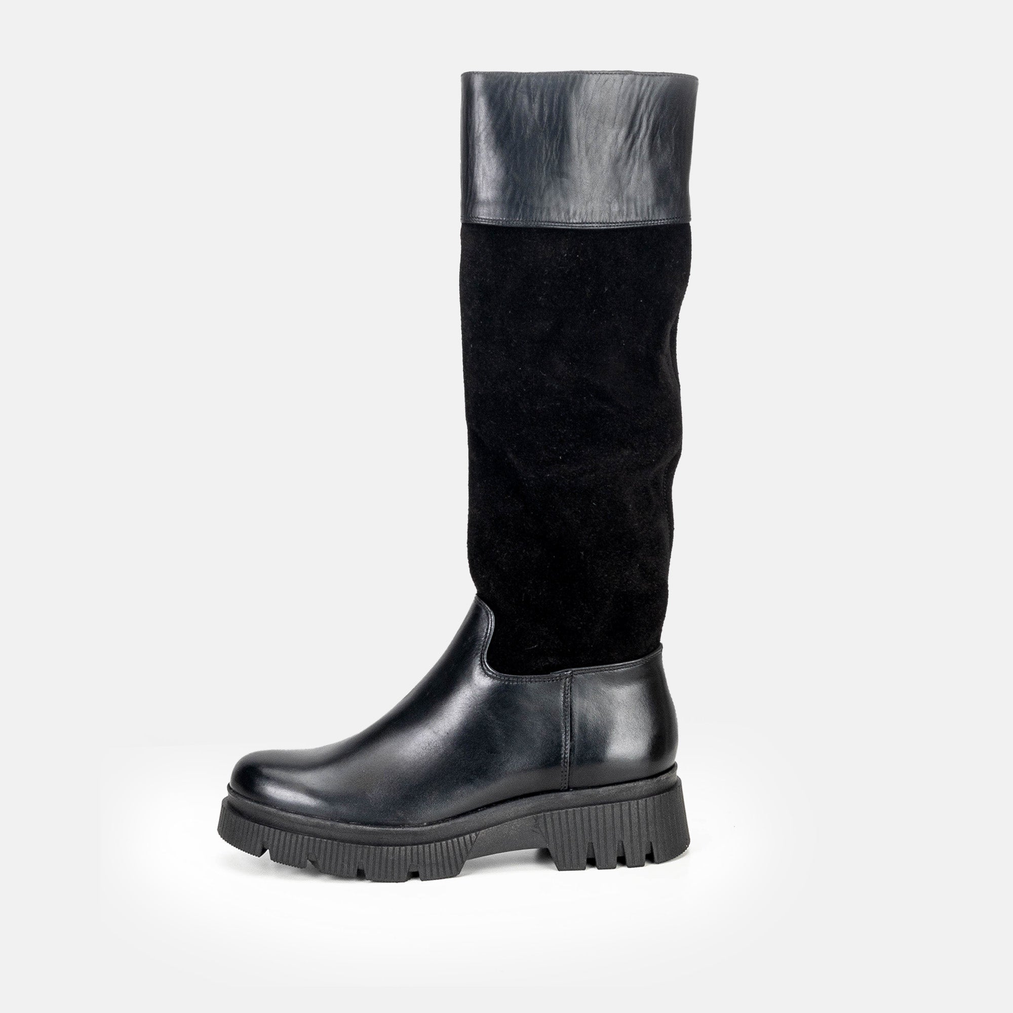 Volzak 0666 Suede Knee Boot Black